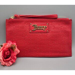 NWOT Juicy Couture Wristlet Wallet Red Faux Leather Logo Embossed Clutch